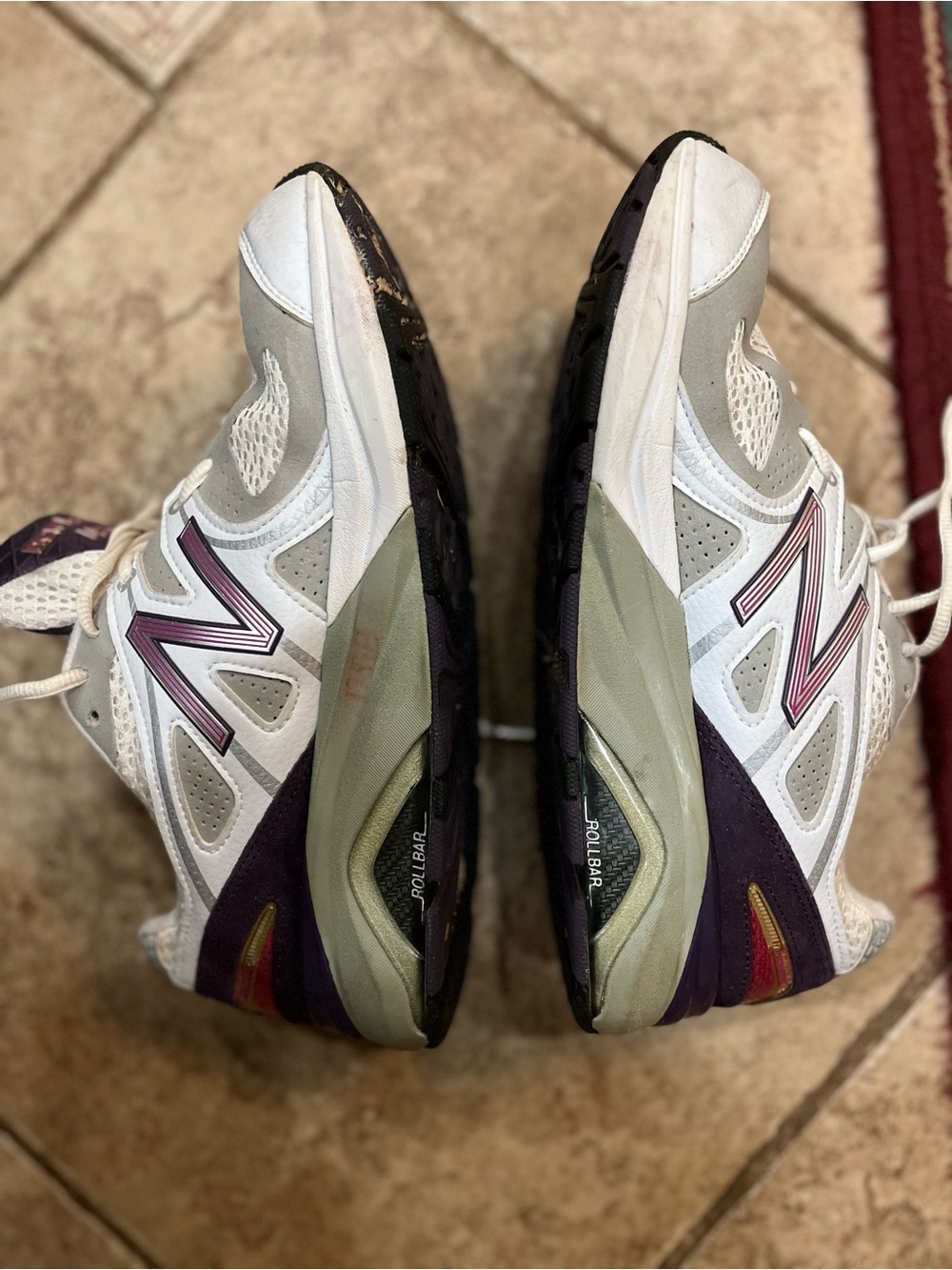 New Balance White, Purple & Olive Women’s Athletic Sneakers